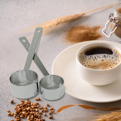 2PCS Coffee Scoop Set (1tbsp, 2tbsp), Long Handle Measuring Spoon, 15 ml and 30 ml Stainless Steel Coffee Scooper