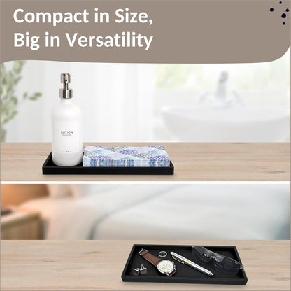 Countertop and Vanity Tray - 2 PC Large 11.7" Silicone Bathroom Trays, Counter Organizer, Dish Soap Sponge Holder Kitchen Sink Tray Organizer, Sink Caddy Toothbrush Key Kitchen Soap Trays