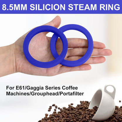 E61 Gasket 8.5mm Silicone Group Gaskets No BPA Fits for Gaggia Espresso Machine Machines Grouphead/Portafilter, Blue (2Pcs)
