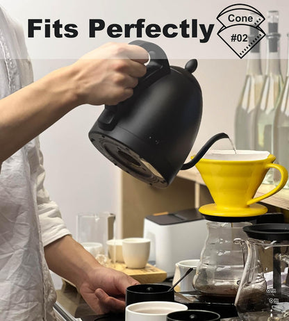 Pour Over Coffee Dripper - Ceramic Pour Over Coffee Maker Cone, Porcelain Coffee Drip, Pour Over Single Cup, Manual Brew Maker for Home, Cafe, Office - 1-4Cup, V60 Size 02 (Yellow)