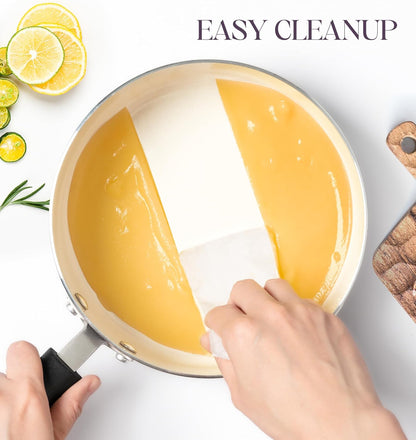 MICHELANGELO Nonstick Sauce Pan with Lid, Ceramic Saucepan Set, Non Toxic Small Saucepans Sets with Stay-Cool Handle, Induction Pots For Cooking, PTFE & PFOA Free - 1Qt & 2Qt & 3Qt, Purple