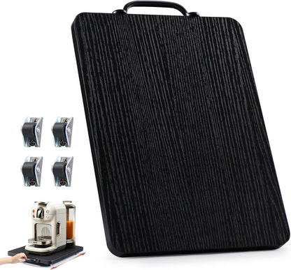 Appliance Slider, Sliding Tray for Coffee Maker, Coffee Pot Slider for Countertop, Kitchen Appliance Rolling Tray with Rubber Wheels,Medium - Long, Black (9.5” X 13”)