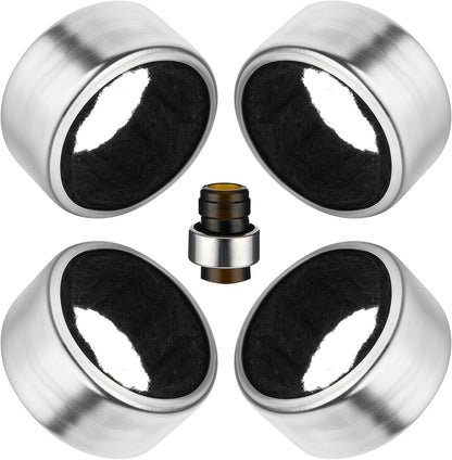4PCS Wine Drip Ring, Wine Drip Collars Stainless Steel Wine Collar Drip Ring Simple Wine Bottle Drip Collar with Velvet Felts Clever Dripper Guard Holder Tools Bar Kitchen Gadgets Wine Accessories