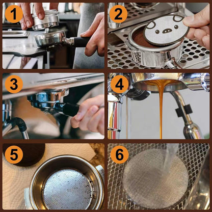 53.5mm Espresso Puck Screen 3-Pack, Lower Shower Screen, Metal Coffee Reusable Filter for 54mm Espresso Portafilter Basket, 1.7 Thickness(Cute Animal)
