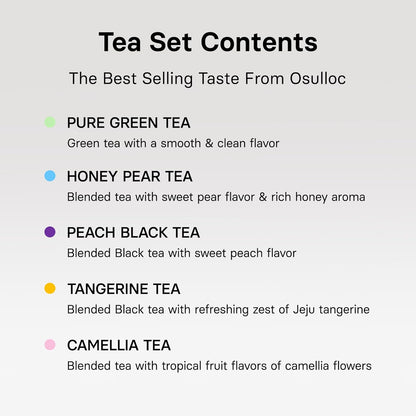 OSULLOC Premium Tea Collection (40 count, 10 flavors x 4 ea), Assorted Tea bag Sampler, Tea Gift sets for Tea lover, Self Care Gift Box, Premium Organic Pure & Blended Tea from Jeju
