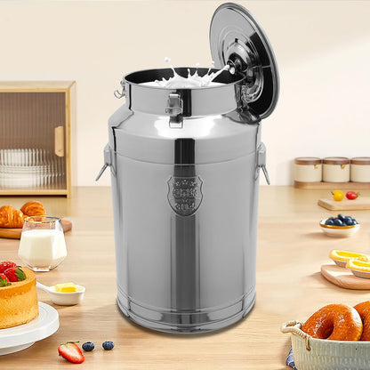 11.81in Thickened Stainless Steel Milk Can Large Liquid Container Storage,Stainless Steel Milk Bucket With Sealing Lid and Carry Handle,for Wine, Oil Storage Transport (76L/20Gal)