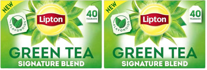 Lipton Signature Blend Green Tea Bags, Unsweetened Teabags for Hot Tea or Iced Tea with Caffeine and Flavonoids, 40 Total Tea Bags (Pack of 2)