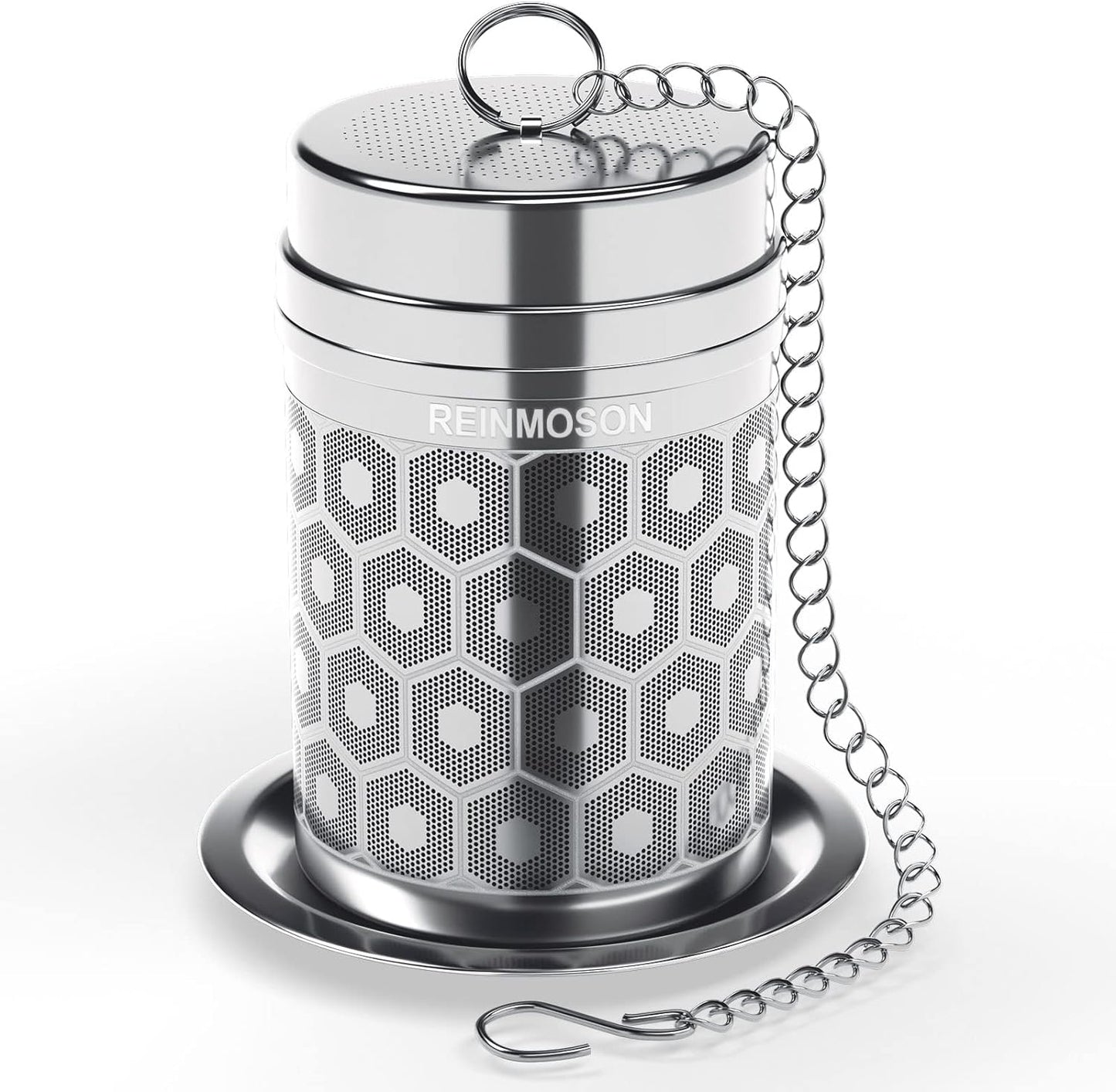 Reinmoson Tea Strainers for Loose Tea, Extra Fine Mesh Tea Infuser, 304 Stainless Steel & Updated Slim Threaded Lid, Loose Leaf Tea Steeper for Black Tea, Rooibos, etc