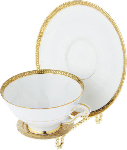 Bard's Ornate Twisted Shiny Gold-toned Cup and Saucer Stand, 3" H x 2.75" W x 4" D, Pack of 6