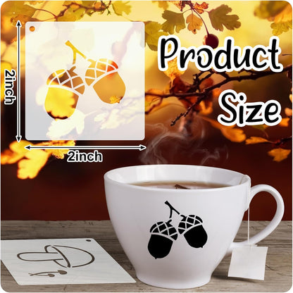 100 Pcs Stencils for Painting on Wood Reusable Stencil Crafts Drawing Templates Holiday Wall Paper for DIY Scrapbook Home 2 x 2 Inch(Maple, Pumpkin)