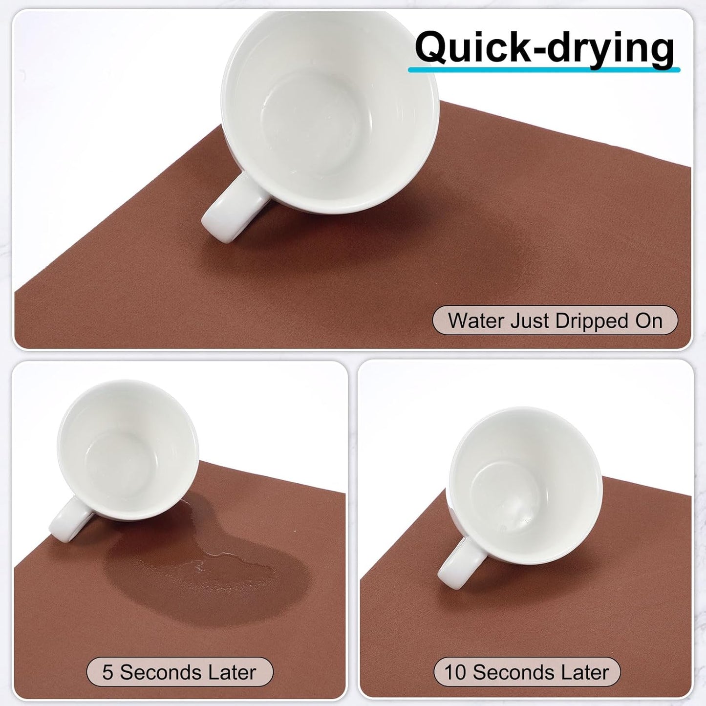 uxcell Silicone Mats for Kitchen Counter, 15.7" x 11.8" Non-Slip Countertop Protector Mat Heat Resistant Coffee Mat Waterproof Table Placemat, Brown