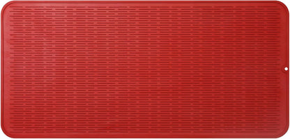 Silicone Dish Drying Mat for Multiple Usage,Easy clean,Eco-friendly,Heat-resistant Silicone Mat for Kitchen Counter or Sink,Refrigerator or Drawer Liner Red 5XL 36inches x 18inches