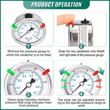 0-10PSI Stainless Steel Liquid Filled Pressure Gauge, 2.5" Dial Size, 1/4" NPT Back Mount, for Tube, Water Pump, Gas, Liquid, Pressure Test (with Range Mark Pointer)