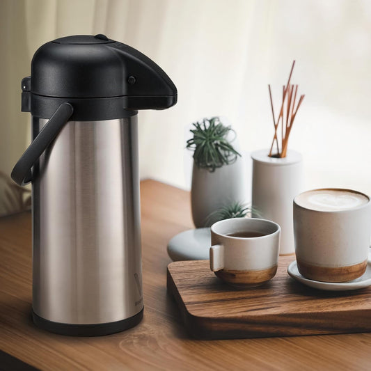 85 oz (2.5L) Airpot Coffee Carafe with Pump, Insulated Stainless Steel Coffee Dispenser, Coffee Carafes for Keeping Hot/Cold, Hot Beverage Dispenser for Party