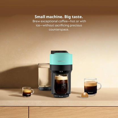 Nespresso Vertuo Pop+ Coffee and Espresso Maker by Breville with Milk Frother, Aqua Mint