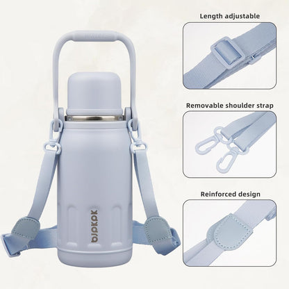 BJPKPK Insulated Thermos Water Bottle with Handle and Lid 27oz Stainless Steel Water Bottles Double Wall for Cold and Hot Beverages,Blue Haze
