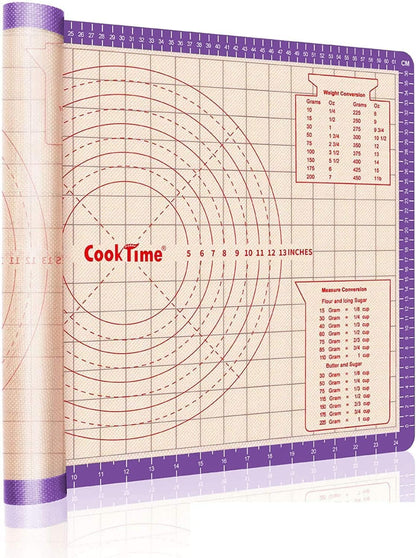 Pastry Baking Mat 28x20 Inch - Larger Silicone Baking Pastry Mat for Rolling Dough,Non Silp Silicon Dough Sheet Mat with Measurement,Perfect for Making Pie,Pizza(Purple)