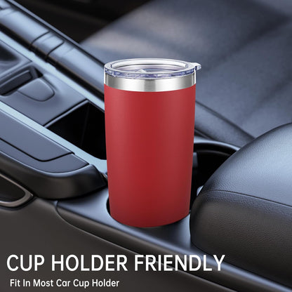 20 oz Tumbler Stainless Steel Tumblers with Lid Double Wall Vacuum Insulated Coffee Mug 20oz Powder Coated Cup for Hot and Cold Drinks, Red, 1 pack