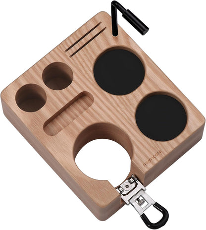 Normcore Compact Tamping Station, Tamper WDT Holder Portafilters Stand, Espresso Accessory Tool Organizer For 51mm 54mm Machine, Adjustable Height, Solid American Ashwood