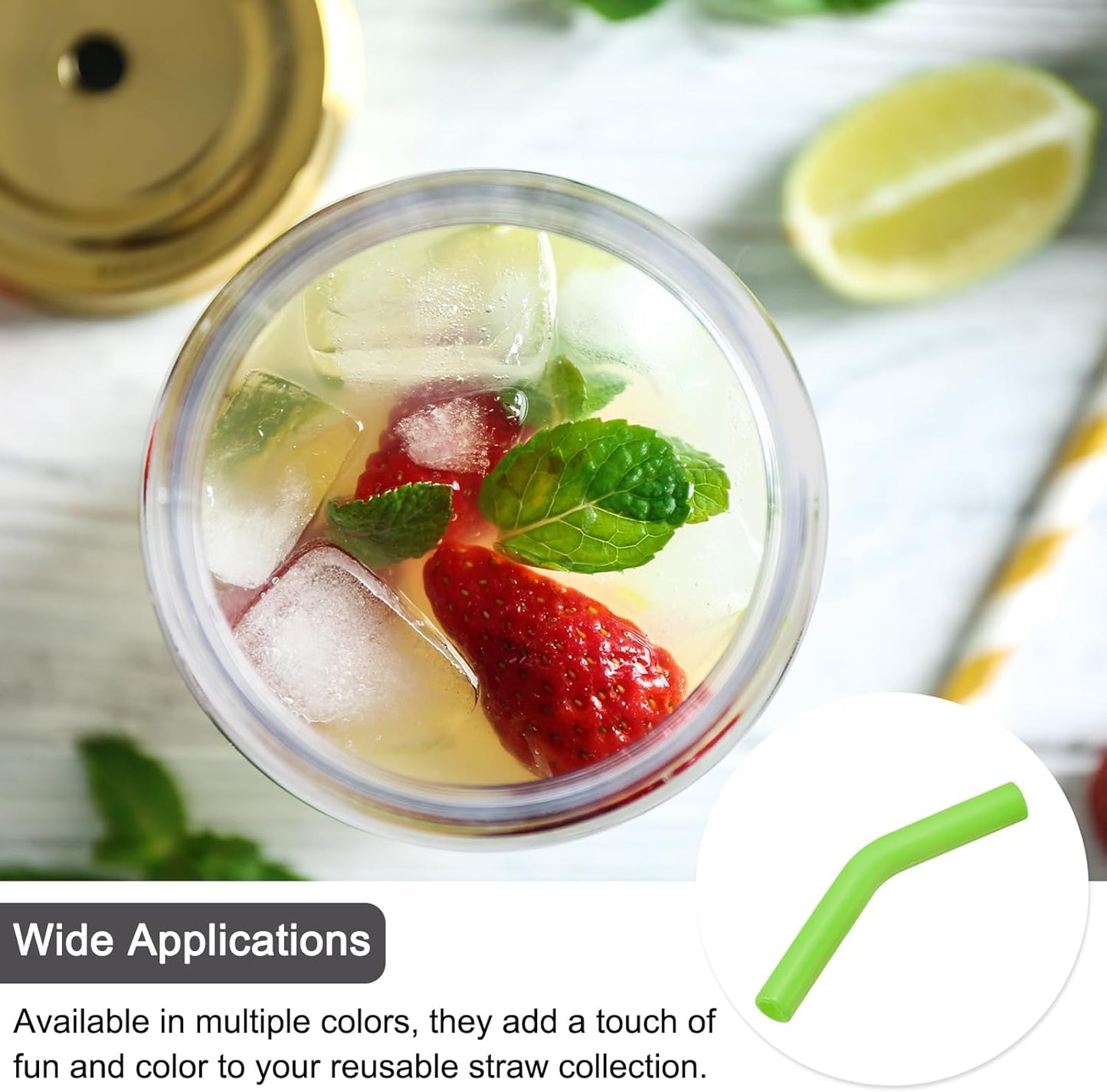 uxcell 12pcs Silicone Straw Tips, Silicone Straw Elbows Tip, Soft Reusable Metal Straw Covers Fit for 8mm/0.31" OD Stainless Steel Straws, Green