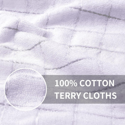 Homaxy 100% Cotton Terry Kitchen Towels(White, 13 x 28 inches), Checkered Designed, Soft and Super Absorbent Dish Towels, 12 Pack