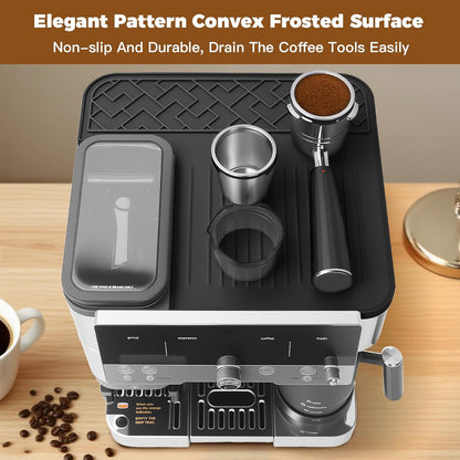 Top Mat for Ninja Luxe Cafe Espresso Machine ES601 – Protect Top Surface Food Grade Silicone Tamping Mat for Ninja luxe Cafe Accessories – Waterproof Non-Slip Espresso Tamper Mat Black