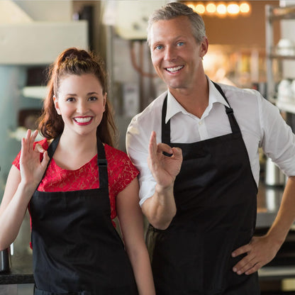 lepni.me Chefs Aprons | Cooking Baking Grilling for Home Restaurant | Premium Kitchen Aprons with Double Pocket for Men Women