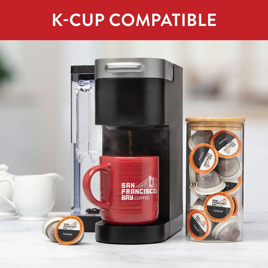 San Francisco Bay Compostable Coffee Pods - Caramel (80 Ct) K Cup Compatible including Keurig 2.0, Flavored, Medium Roast