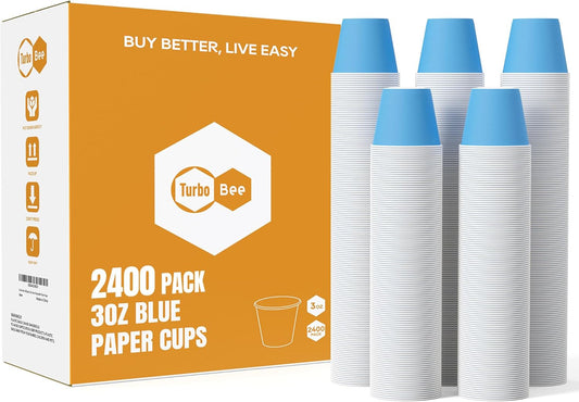3oz Disposable Paper Cups 2400Pack, Small Bathroom Cups Bulk, Rinse Small Blue Paper Mouthwash Tumblers Perfect for Bathroom, Party, Picnic, Travel and Events