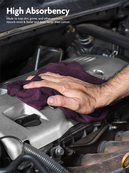 Fantasticlean Microfiber Cleaning Cloth Roll -75 Pack, Tear Away Microfiber Towels, 12" x 12", Reusable, Washable, Scratch Free, Ultra Absorbent for Car, Home Supplies (Dark Purple)