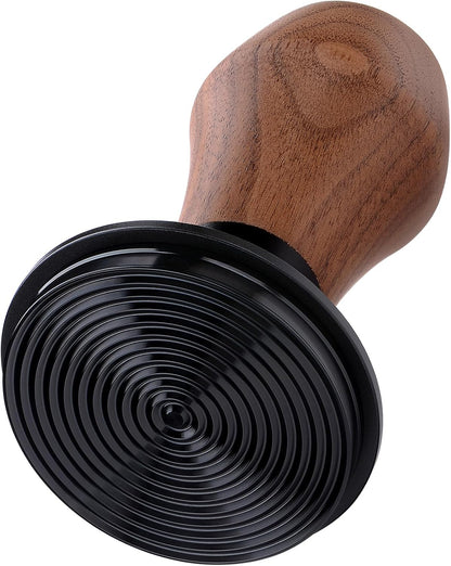 Normcore 53.3mm Espresso Coffee Tamper V4 - Spring Loaded Tamper With Titanium PVD Coating Ripple Base -15lb / 25lb / 30lbs Replacement Springs, Genuine American Walnut Handle