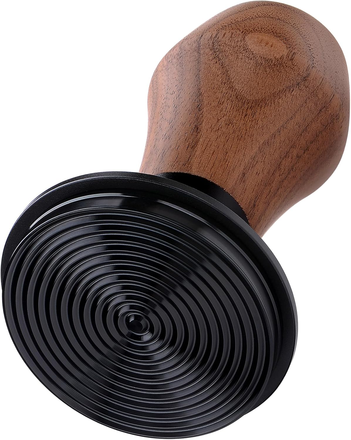 Normcore 58mm Espresso Tamper, Spring Loaded Coffee Tamper 58mm With Titanium PVD Coating Ripple Base, Genuine American Walnut Handle