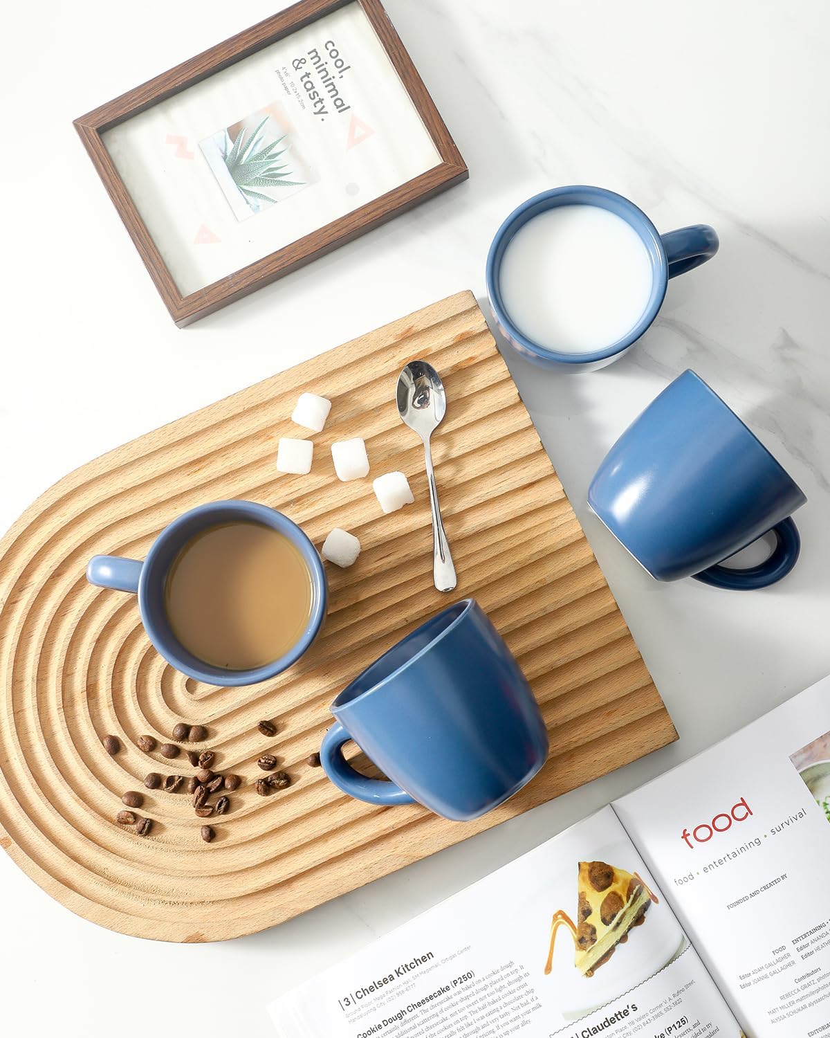 Hasense 7 Ounce Cappuccino Cups Set of 4 Perfect for Latte, Americano, Cafe Mocha and Tea, Ceramic Coffee Cups Ideal for Party Cafe Home and Kitchen, Microwave and Dishwasher safe, Colorful