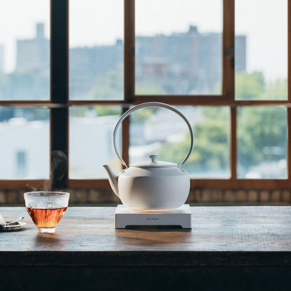 BALMUDA MoonKettle | Electric Kettle with Temp Control (122°F - 212°F) | HOLD & Keep Warm | 900ml (30 fl oz) | Soothing Ambient Light & Sound | Precision Pour Spout | White