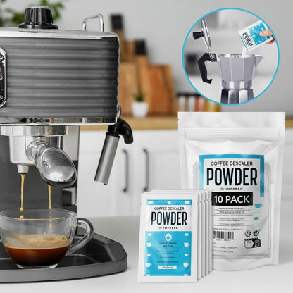 [10 Uses] Impresa Descaling Powder & Coffee Machine Cleaning Powder for Breville, for Keurig, for Nespresso, for Delonghi, for Ninja & More - Espresso Machine Descaler - Pot & Coffee Maker Cleaner
