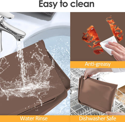 TOHONFOO Silicone Coffee Maker Mat with Lip, 19.7'' x 15'' Heavy Duty Coffee Maker Mat for Countertops, Coffee Tray Fit Under Coffee Machine Appliance Automatic Machines Espresso Accessory, Brown