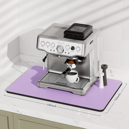 Rnivvi Coffee Mat, 12" x 19" Coffee Bar Mats for Espresso Machine Station Accessories and Organizer, Hide Stain Rubber Backed Absorbent Dish Drying Pad for Kitchen Counter, Cute Bar Decor Pad, Purple