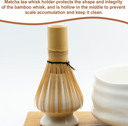 HARFINGTON Ceramic Chasen Stand 73mm Matcha Whisk Holder Teas Set Whisks Stand Traditional Matcha Tea Chasen Holder Tea Set Accessories for Tea Tasting, Black White