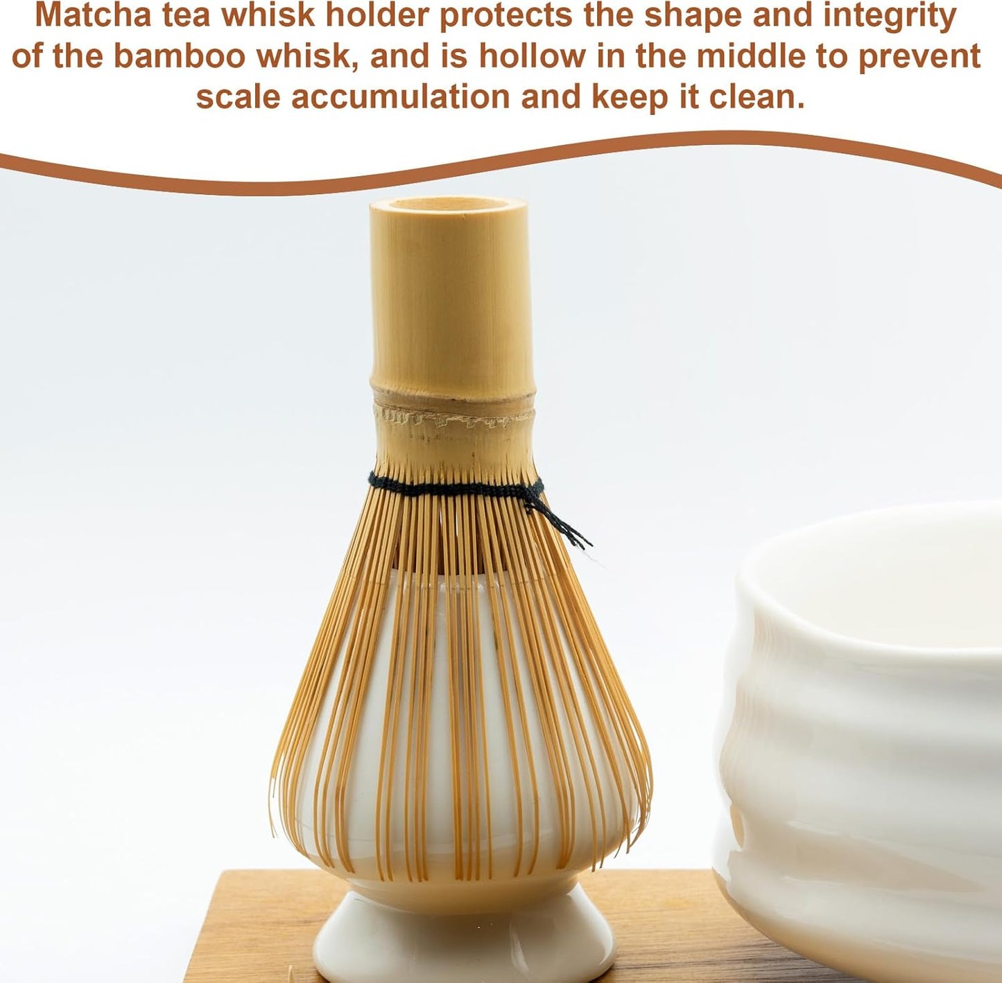 HARFINGTON Ceramic Chasen Stand 73mm Matcha Whisk Holder Teas Set Whisks Stand Traditional Matcha Tea Chasen Holder Tea Set Accessories for Tea Tasting, Yellow