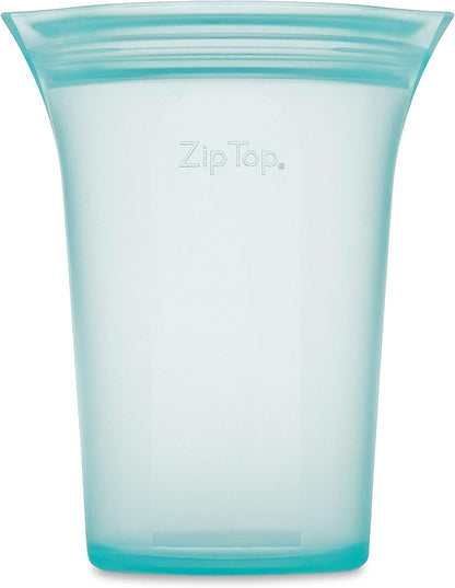 Zip Top Reusable Food Storage Bags | Large Cup [Teal] | Silicone Meal Prep Container | Microwave, Dishwasher and Freezer Safe | Made in the USA