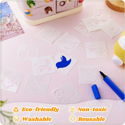 100 Pcs Stencils for Painting on Wood Reusable Stencil Crafts Drawing Templates Holiday Wall Paper for DIY Scrapbook Home 2 x 2 Inch(Cute Baby Animal Style)
