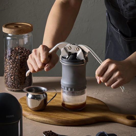 LEVERPRESSO V4 Portable Lever Espresso Maker – Manual Espresso Machine with 51mm Ridgeless Filter Basket, Double Shot, Non-Pressurized, Perfect for Camping & Travel – by HUGH (Pressurized Filter)