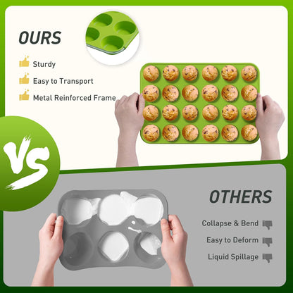 2 Pack 24 Cups Silicone Mini Muffin Pan with Metal Reinforced Frame Silicone Molds Parents Stepdad Pawpaw Who Want Nothing Everything Future Groom Bride Law Christmas Xmas Happy Birthday Gifts Ideal