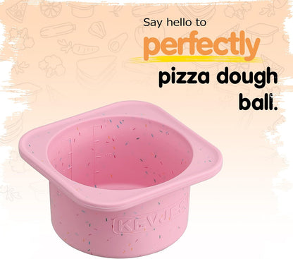 PLUS 1000ml Pizza Dough Proofing Containers for DIY family Artisan Pizza, Food Grade Silicone Stackable Boxes with Lids, Freezer, Fridge, Dishwasher Safe-Sprinkles Pattern-3 Pack (Cotton Candy)