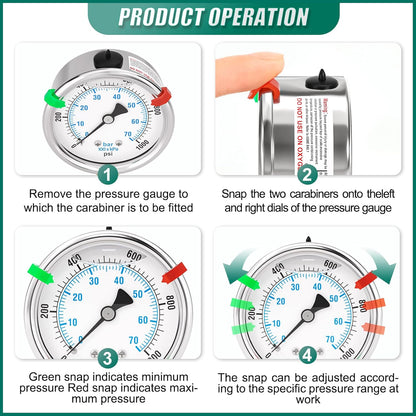 0-1000PSI Stainless Steel Liquid Filled Pressure Gauge, 2.5" Dial Size, 1/4" NPT Lower Mount, for Tube, Water Pump, Gas, Liquid, Pressure Test (with Range Mark Pointer)