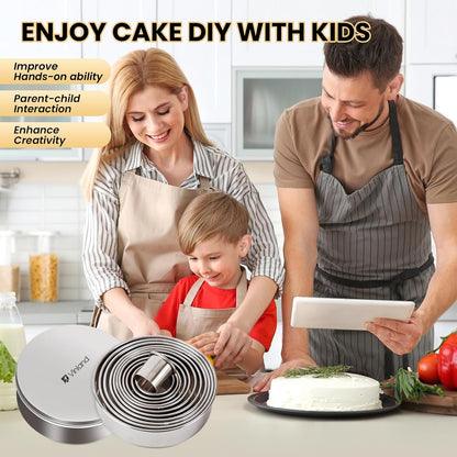 12-Piece 304 Stainless Steel Biscuit Cutter Set - Round Cookie Cutters for Baking (1/2/3/4/5 Inch) with Storage Box, Dough Pastry Cake Circle Cutting Ring Molds, Non-Rust & Dishwasher Safe