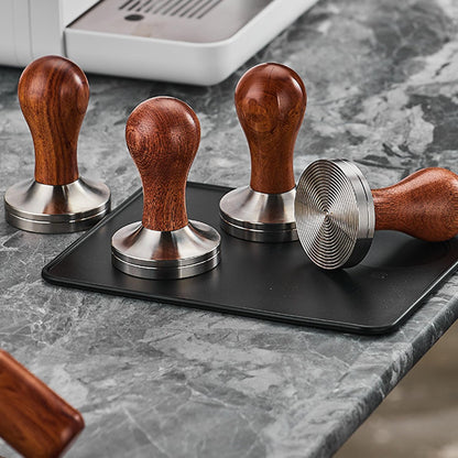 51mm Espresso Tamper with Stirrer Set, Walnut Wood Coffee Press Tool Stamper with Espresso Professional Barista Accessories Kit for Espresso Machine, Wooden