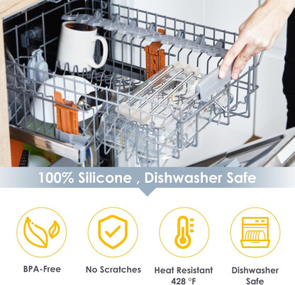 Tomorotec Adjustable Over-The-Sink Kitchen Rack for Dishcloths, Sponges, Bottles and Brushes - Heat-Resistant Stainless Steel with Slim, Expandable Design and Multifunctional Silicone Holder