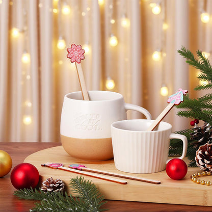 Jinei 120 Pcs Christmas Gingerbread Man Coffee Stir Sticks Natural Wooden Disposable Drink Stirrers for Hot Chocolate Milkshake Cocktail Restaurant Home Office