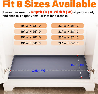 FLATO Waterproof Under Sink Mat 25" x 22" Shelf Liner for Kitchen and Bathroom, Cabinet Protector, Organizers and Storage, Flexible Silicone Drip Tray